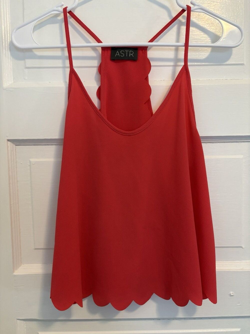 ASTR Scalloped Drape Back Tank Small Paradise Pink